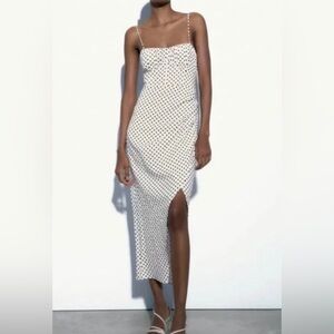 Zara Dotted Linen Blend Corset Dress - Size XS